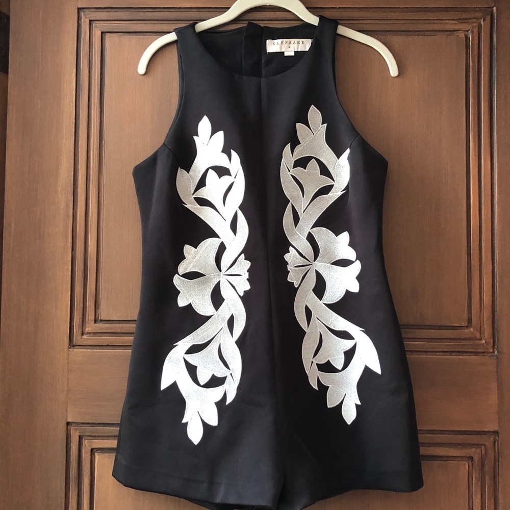 KEEPSAKE THE LABEL Black Satin Romper | M